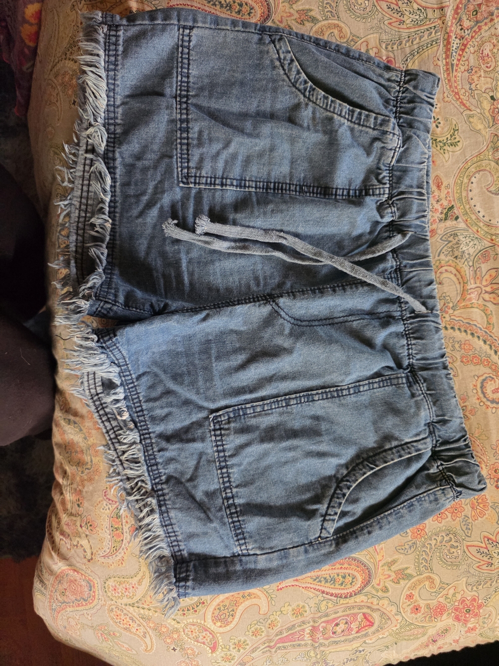 Denim&Co Light Blue Denim Shorts with Drawstring Waist